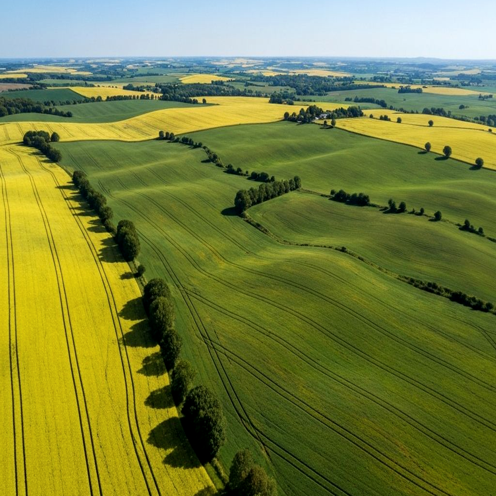 Cover image for How Farm Tax Status Changes Carrying Costs showing Documentary property-tax image, farm assessment paperwork, calculator, and parcel map in warm window light with blurred field outside.